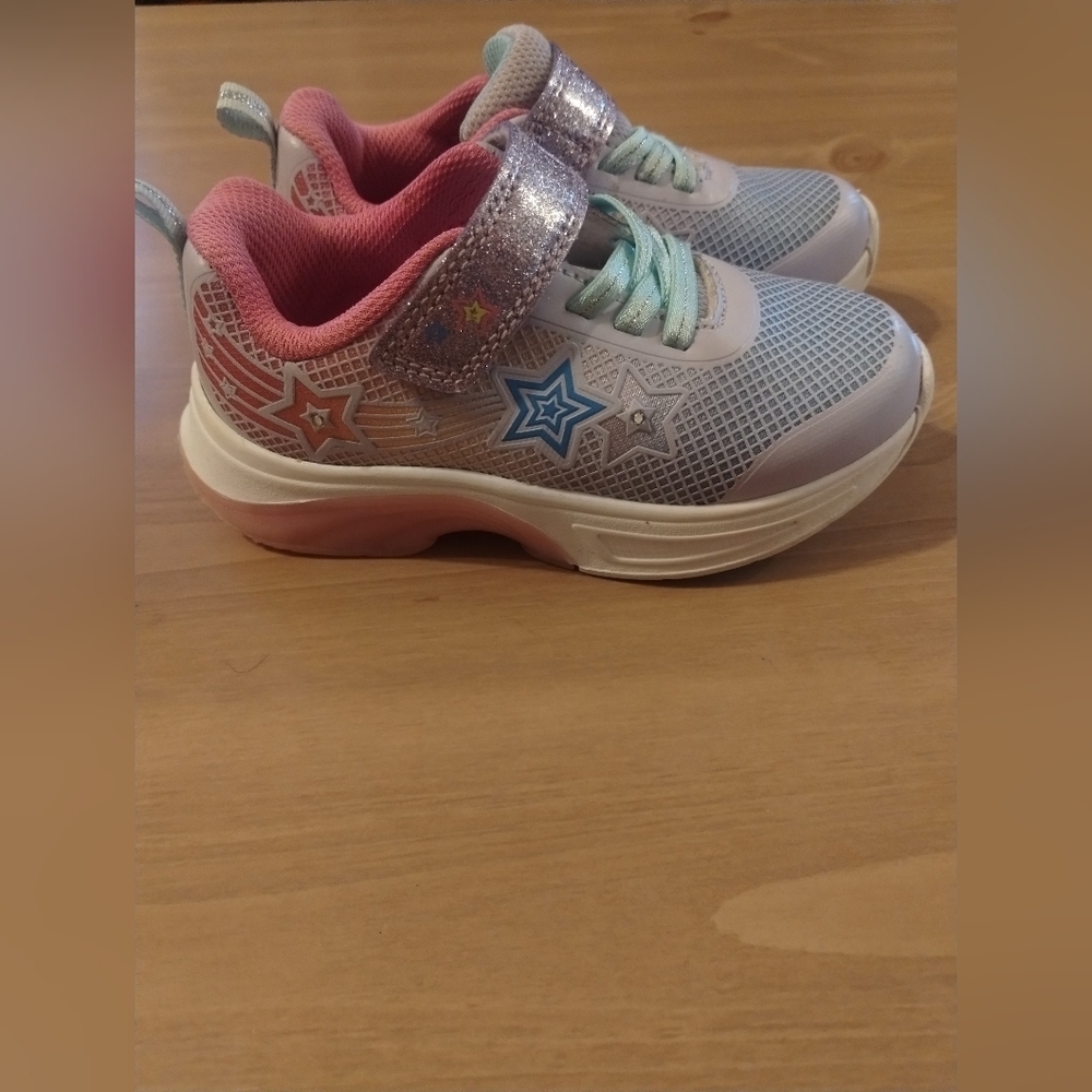 Toddler Light Up Sneakers Size 9 Girls Pink Glitter Star Shoes  Casual Athletic